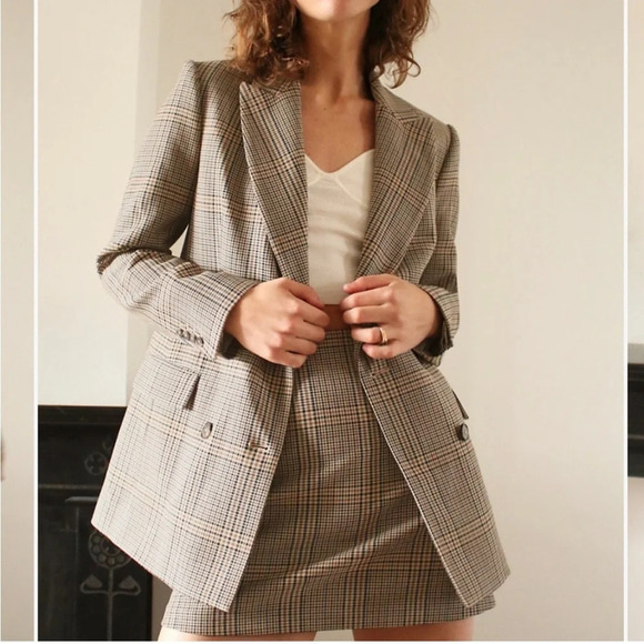 NWT Aritzia Wilfred Womens 00 Margaux Plaid Checkered Black Gray Blazer - Picture 10 of 11